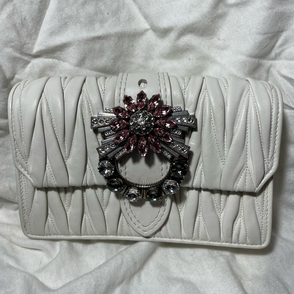 Miu Miu white small handbag with silver hardware